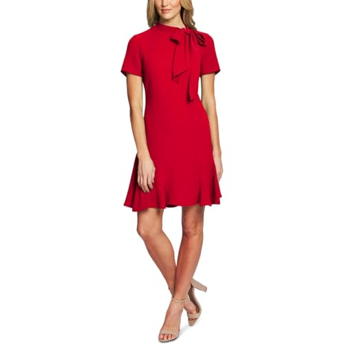 cece short sleeve a line dress CeCe A-line Linen-blend Mini Dress