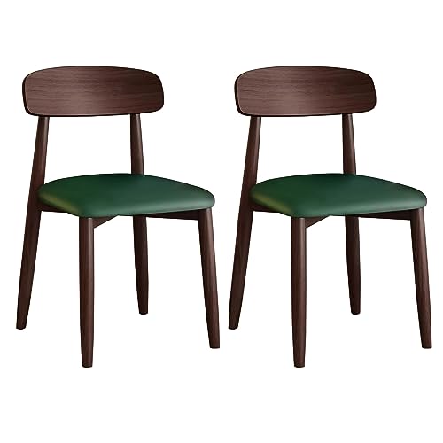 Chaise de salle à manger vintage lot de 2 avec dossier bois et cuir PU