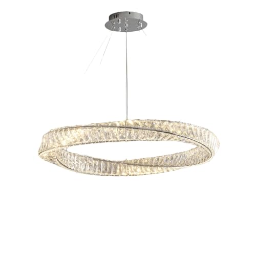 Lámpara LED de lujo con círculos creativos modernos de cristal K9, lámpara de araña tricolor de espectro completo ajustable, lámpara nórdica para dormitorio, sala de estar, pasillo, hotel.