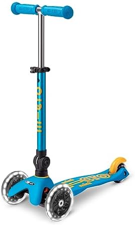 Micro Kickboard - Mini Deluxe Foldable LED Scooter, 3-Wheeled, Lean-to-Steer, Swiss-Designed Micro Scooter with LED Light-Up Wheels, for Kids Ages 2-5 (Ocean Blue)