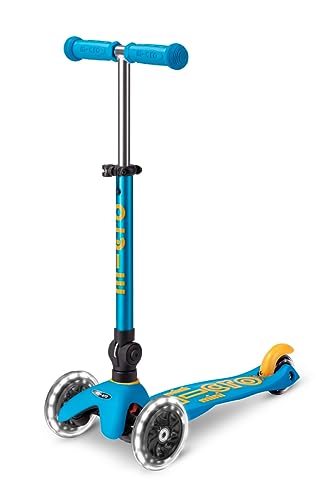 Image of Micro Kickboard | Mini Foldable LED Kids Scooter for Ages 2-5 | Children up to 110 lbs | 3 Wheel Lean-to-Steer Design | Adjustable T Bar | Smooth Ride, Motion-Activated PU LED Wheels | Swiss Design