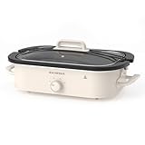 MAGNIFIQUE 4 Quart Slow Cooker with Ceramic Nonstick Baking Dish, Adjustable Temperature, Oven Safe for Lasagna & Roasts, Dishwasher Safe Stoneware & Tempered Glass Lid, Compact Crock Pot, Oatmeal