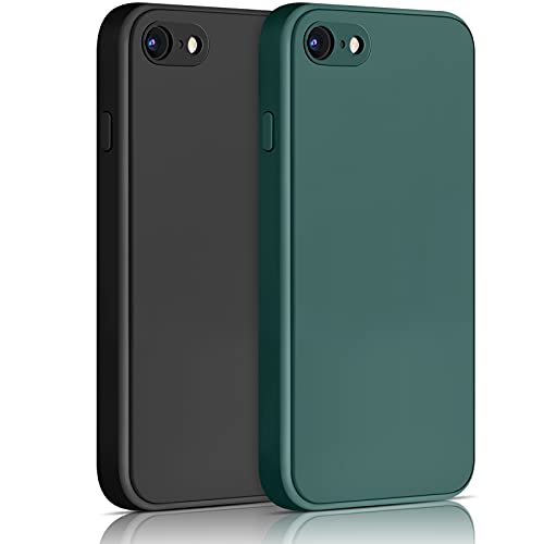 Yisica［2 Pack］Funda de Silicona Compatible con iPhone SE 2022   iPhone 8   iPhone 7, Funda de Silicona con [Forro de Microfibra Suave] Protección Completa, 4.7 