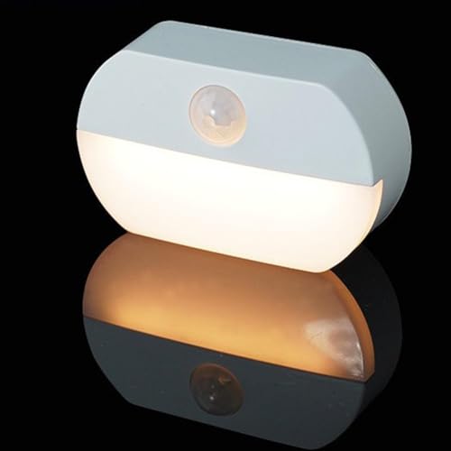 DAMLUX Luz nocturna con sensor de movimiento, luz LED para dormir, inalámbrica, funciona con pilas, sensor de movimiento, encendido/apagado automático, mini luz LED inteligente dentro de 3 metros para
