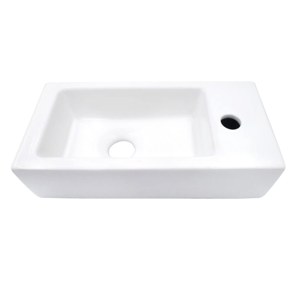 Kingston Brass LB1473R Dibrach Rectangle Wall Mount Ceramic Bathroom Sink, White