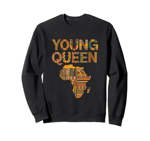 Young Queen Africa Map Bold Kente Pattern Afrocentric Sweatshirt