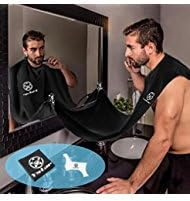 Ystar Men’s Beard Bib Apron & Shaping Template Tool (Combo) Facial Hair Trimming & Clippings Catcher | Shaving Accessory Guide for Side Burns, Mustache, Goatee (Black)