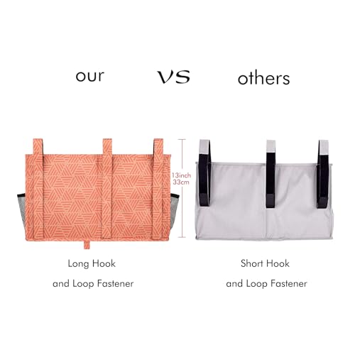 Image of Surblue Bedside Caddy Hanging Bed Organizer Storage Bag Pocket for Bunk and Hospital Beds, College Dorm Rooms Baby Bed Rails,Camp(8 Pockets),Orange Plaid
