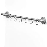 AMARE Edelstahl K&uuml;chenreling 60 cm ,inklusive Haken, beliebig erweiterbar, Bohren nicht erforderlich