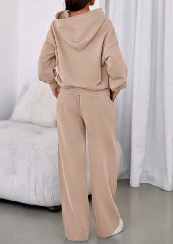 Image of PRETTYGARDEN Womens Sweatsuits 2 Piece Set 2026 Casual Winter Long Sleeve Hoodie Loose Wide Leg Sweatpants Fall Tracksuit