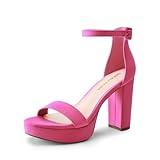 DREAM PAIRS Women's Platform Chunky High Heeled Sandals Open Toe Block Heels Ankle Strap Dress Shoes for Wedding Party Evening,Size 8.5,Hot Pink,DWUMHS2508