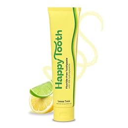 Happy Tooth Hydroxyapatite Toothpaste, Fluoride Free, Natural Whitening for Kids, Toddlers and Adults, SLS Free, Enamel Safe, Dentist Formulated with Clean Ingredients, Lemon Twist Flavor, 3.4 oz