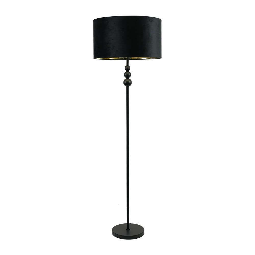 ValueLights | Marissa Black Floor Lamp with Black Velvet & Gold Inner Shade | Floor Lamps, Home Décor & Improvement Essential