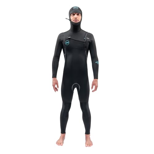 Dakine Mission Chest Zip Hooded Wetsuit - Men's - Black - Surfing, Diving - Neoprene - Long Sleeve - 6mm - 40F - Adults, Water Sports Enthusiasts