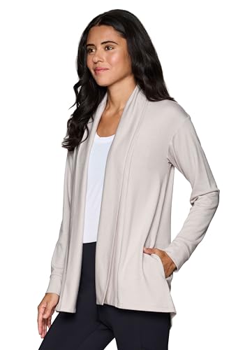 Image of RBX Active Women's Cardigan with Pockets, Lightweight French Terry Open Cardigan Sweater for Yoga, Everyday, with Plus Sizes
