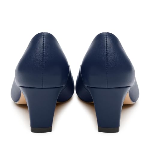 Womens Heeled Pumps, Square Toe Mid Chunky Heel Shoes for Women 2"4