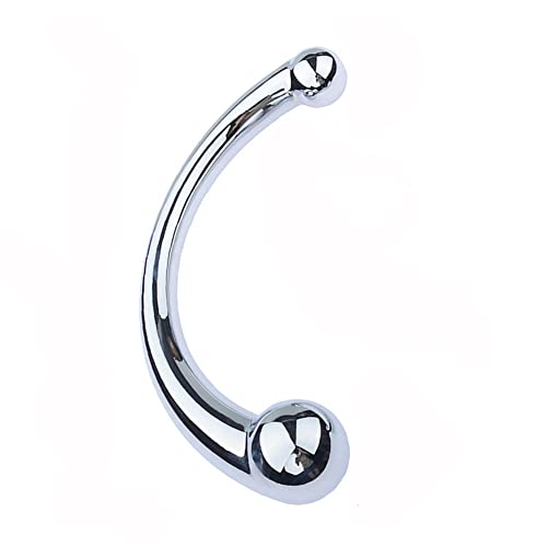 G-spot Massage Double-Ended Dildo, Stimulate Fetish Anal Plug Dildo Metal Curved Dual Ended Masturbation Sex Toy for Couple (Small)