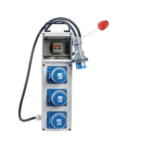 Quadro elettrico 3 PRESE 220V 16A VB serie PL-220-3 con PULSANTE EMERGENZA portatile da cantiere termoplastico CE
