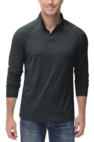 TACVASEN Mens Long Sleeve Tops UPF50+ Half Zip Top Quick Dry Running T Shirts Lightweight Gym T Shirt Thin Black,L - Image 3