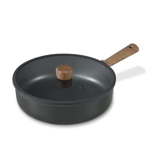 CAROTE Nonstick Skillet, Nonstick Deep Frying Pan, 12' Saute Pan with Lid, 6.8Qt Deep Frying Pan...