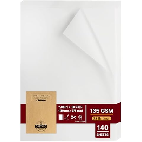 Translucent Vellum Paper, Oplymio 140 Sheets 135GSM Printable Tracing Vellum Paper for Invitations, Vellum Jackets for Invitations, Wedding, Belly Bands, DIY Crafts (140) Cover