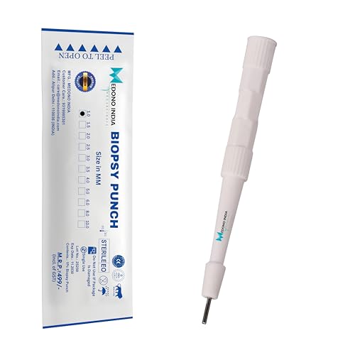 Disposable Biopsy Punch (Pack of 1) | Stainless Steel Disposable Skin Biopsy Punch | Precision Dermatology Surgical Instrument for Clinical & Hospital Use | Individually Packed - Sterile (1.0MM)