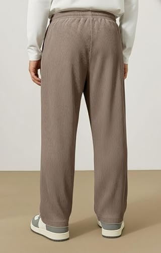 Image of INKKR Men's Polyester Causal Lightweight Elastic Waist with Drawstring Comfortable Loose Fit Trouser Pant