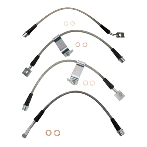 Image of TRQ Performance Front and Rear Brake Hose Set Compatible with 05-07 Chevrolet Malibu