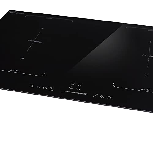 Image of Empava 30-Inch Electric Induction Cooktop 6 Booster Burners Stove Top 7200W Including 2 Flexi Zone in Black Vitro Ceramic Glass, 30 Inch Bridge