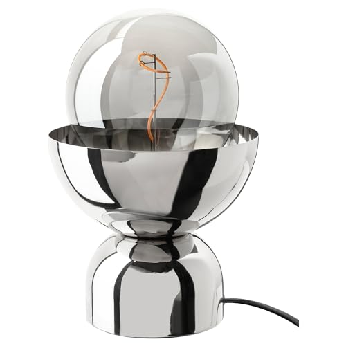 ProTuning MOLNART/ACKJA Table lamp with Light Bulb, Chrome Effect/Globe Grey Clear Glass