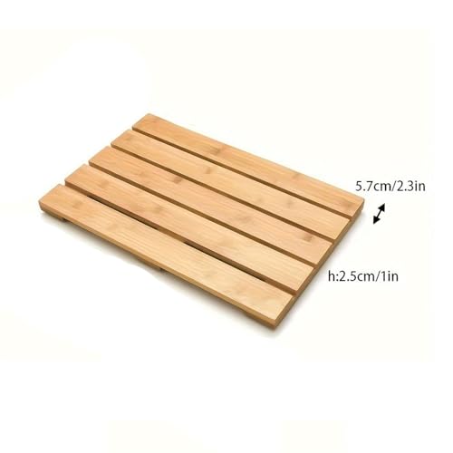 Alfombrilla de ducha de bambú antideslizante impermeable – Alfombrilla de baño de madera natural para baño, cocina, dormitorio, bañera, inodoro y uso de mascotas