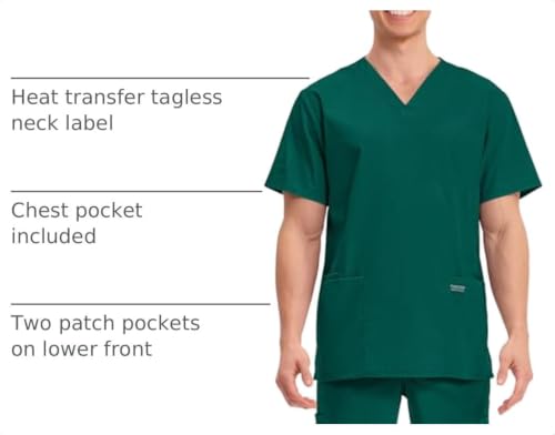 Image of Cherokee WW Professionals Men's V-Neck Scrub Top 4 Pockets Medical Shirt