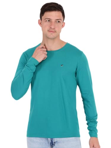 Macroman M-Series Smartz Basics Full Sleeve Crew Neck T-Shirt for Men, Cotton Blend, Fanfare, Size: M (Pack of 1)