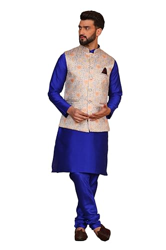 Image of Kurta With Churidar & Multicolor Nehru jacket Set