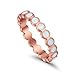 4mm Full Eternity Wedding Band Ring Round Lab Created White Opal Rose Tone Plated 925 Sterling Silver