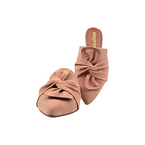Mule Feminino Rasteirinha Nobuck Nude Eleganteria Tamanho:37;Cor:Natural Nude