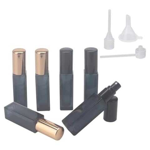 KOENWEENI 6pcs Refillable Travel Perfume Bottle 10ML Mini Glass Fragrance Containers with Funnel Dispenser and Pipette Empty Portable Leak Proof Free Spray Atomizer Pump Bottles Kit for Toiletries Cover