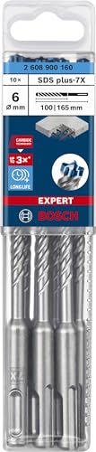 Bosch 1x EXPERT SDS plus-7X Hammerbohrer (für Weichgestein, Harter Stein, Ø 6,00 mm, Professional Zubehör Bohrhammer)