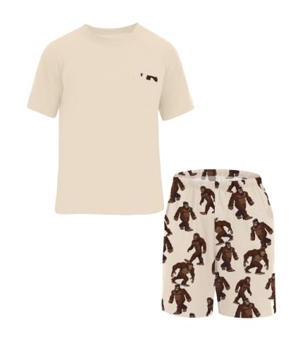 Image of Mens Pajamas Set Lightweight Summer Pjs Sleepwear Soft Comfy Short Sleeve Loungewear With Pocket (S-4X)