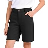 Uniform Shorts for Girls with Functional Pockets School Uniform Shorts for Teen Girl Pants Basic Clothes Bermuda Short Black