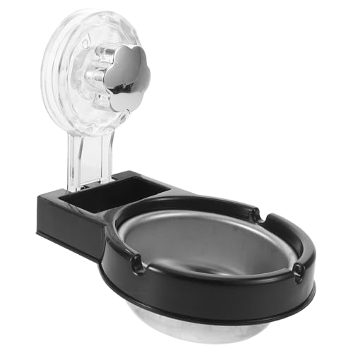 Hoement Cenicero de Pared Negro para Inodoro con Ventosa sin Taladro, Material Metálico y Plástico, Diseño Moderno y Función Antiolor Adecuado para Oficina y Hotel