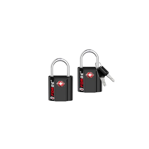 Forge 1'' Wide 1.8'' Tall, TSA Approved Luggage Locks: Key Locks for Travel. Ultra Secure Dimple Key Travel Locks Alloy Body Luggage Locks. Black 2 Pack.