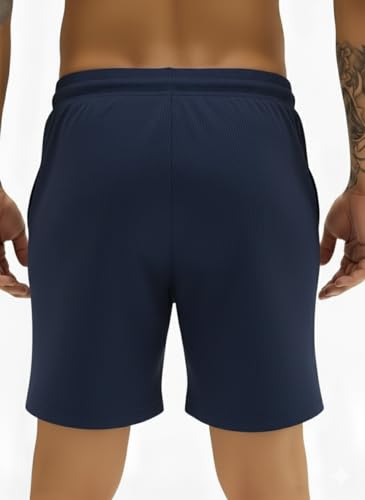 Image of INKKR Men's Premium Polyester Casual Ribbed Shorts ||Loose Fit with 2 Pocket Shorts