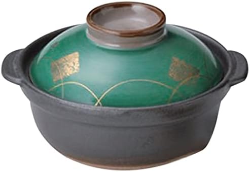 Set of 3 Kaiseki Pot, Green Gold Crest No. 6 Pot, 8.5 x 7.7 x 4.5 inches (21.7 x 19.5 x 11.5 cm), Banko Ware Direct Flame Enhanced Japanese Tableware, Sake Cup, Restaurant, Inn, Commercial Use