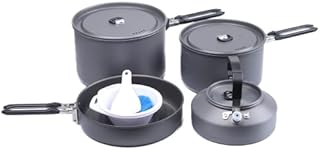 Fire-Maple Feast 4 Camping Cookware Set | Outdoor Cooking kit with Pot Kettle Pan Bowls and Spatula | Kitchen Utensils for 4 to 5 People Backpacking Trekking Hiking Fishing Picnic