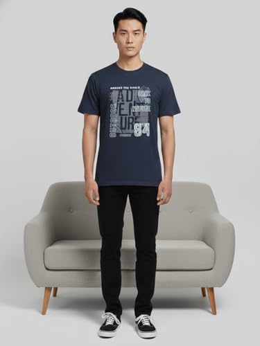 Image of Dollar Men's Pack of 1 Printed Non Zipper Round Neck T-Shirt