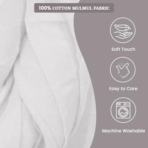 Image of Plain Mulmul Soft Cotton Fabric | Lightweight Breathable Mulmul Cloth | Super Quality Natural Cotton Fabric for Kurta, Dress, Dupatta, Lining & Craft Use (White, 2.5 Meters)