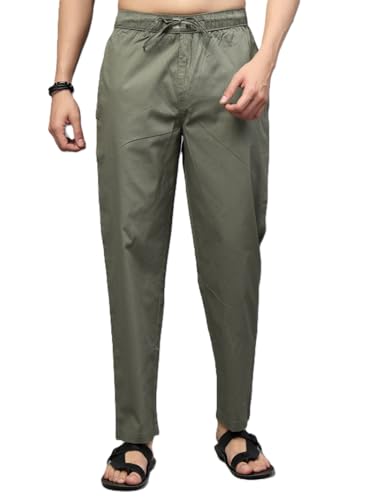 Image of Majestic Man Comfort Fit Solid Cotton Casual Lounge Pyjama with Elastic Waist, Drawstring & Zip Closure