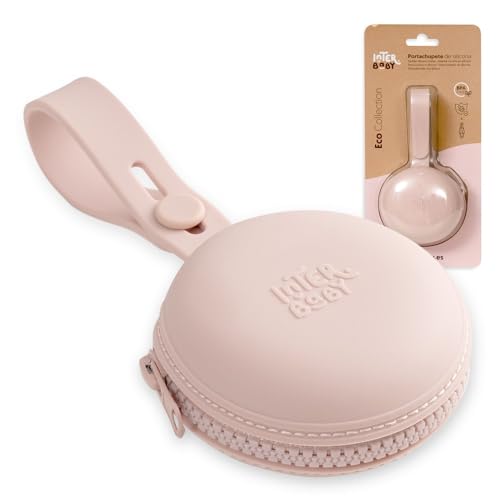 Interbaby - Porte-tétine en silicone | Porte-tétine pour bébé confortable, hygiénique, unisexe | Garde tétine bébé réglable, facile à tenir en main, avec fermeture éclair, sans BPA | Rose Maquillage