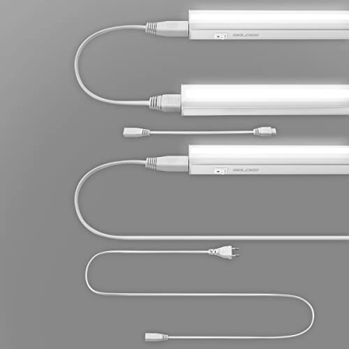BELOEE 58CM Réglette LED, 3x Lampe de Placard, 4000K Connectable Néon Tube LED, Ultra-léger 8W Plafonnier LED, Éclairage Encastré pour Cuisine, Escaliers, Vanité, Vestiaire, Établi, Garage, Atelier